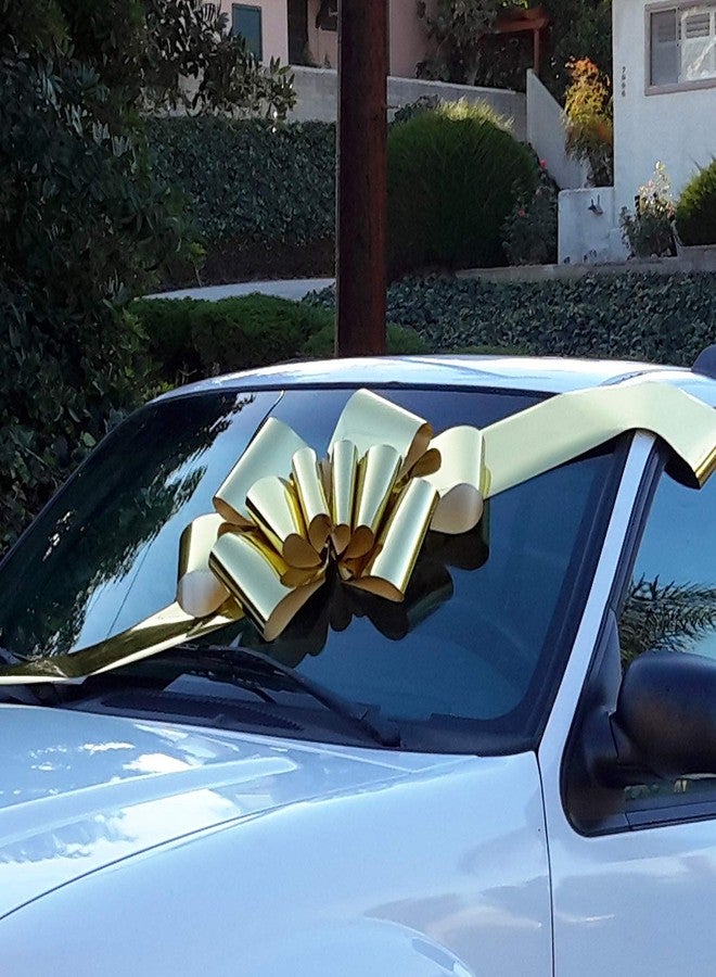 GiftWrap Etc. Big Metallic Gold Car Bow - 25" Wide, Large Ribbon Decoration, Fully Assembled, Mardi Gras, Birthday, Fundraiser, Party Decor, Graduation - Image 3